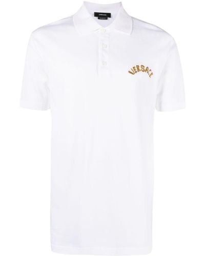 Versace Poloshirt mit Seashell Baroque-Logo - Weiß