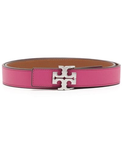 Tory Burch Eleanor Pebbled-texture Belt - Red