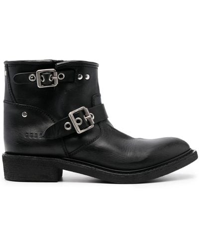 Golden Goose Buckled Leather Ankle Boots - Black
