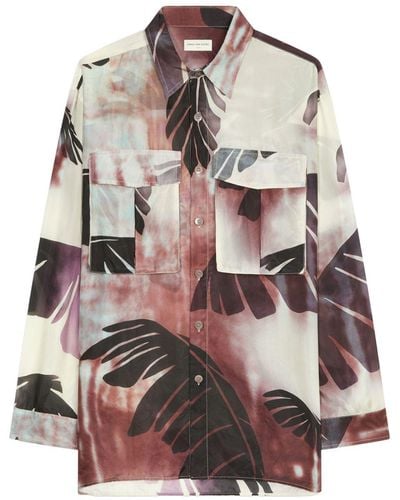 Dries Van Noten Printed oversized silk shirt - Braun