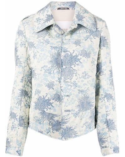 Maison Margiela Floral-pattern Jacquard Jacket - Blue