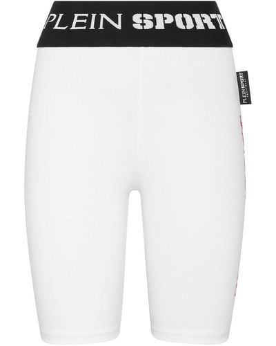 Philipp Plein Shorts da ciclismo con banda logo - Bianco