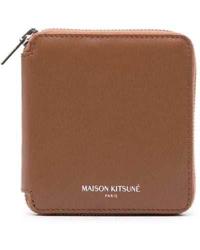 Maison Kitsuné Logo-print Leather Wallet - Brown