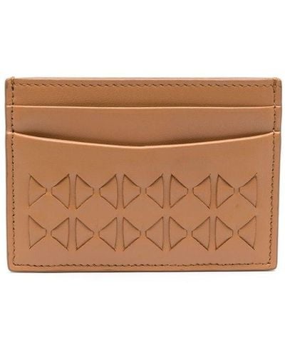 Serapian Mosaico-weaving Leather Cardholder - Brown