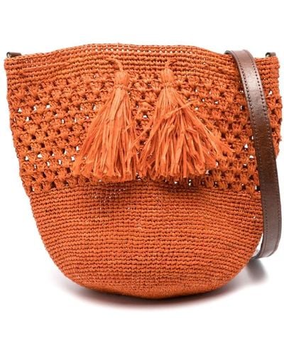 IBELIV Haingo Raffia Bucket Bag - Orange