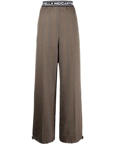 Stella McCartney Pantalon en laine à chevrons - Marron