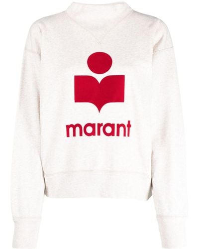 Isabel Marant Moby Flocked-logo Sweatshirt - Wit