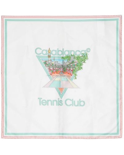 Casablancabrand Seidenschal mit "Tennis Club"-Print - Blau