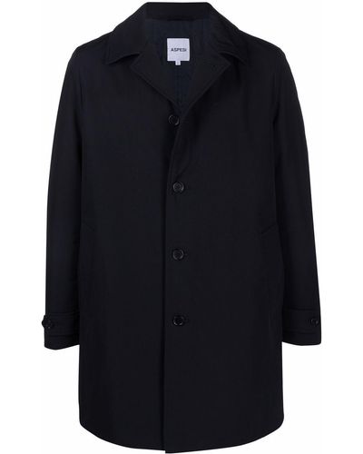 Aspesi Single-breasted Cotton-blend Coat - Blue