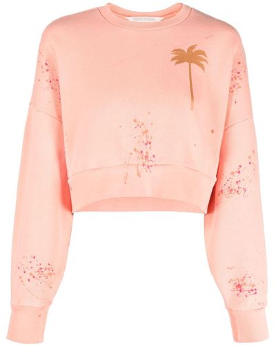 Palm Angels Pxp Palm Tree-print Sweatshirt - Pink