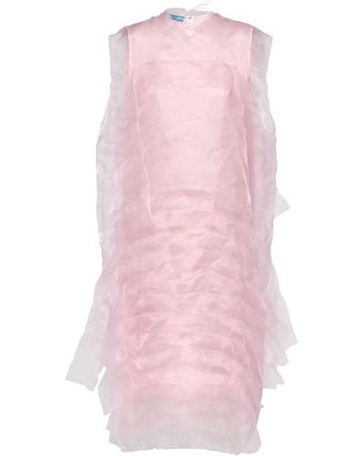 Prada Robe Technical Voile à plis - Rose