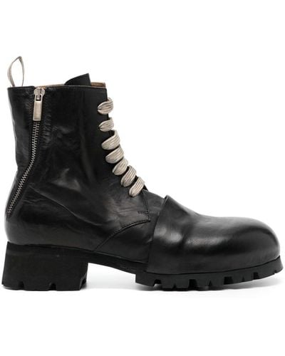 Ziggy Chen Contrast-laces Leather Boots - Black