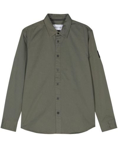 Calvin Klein Chemise en coton à patch logo - Vert