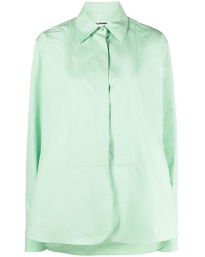 Jil Sander Long-sleeved Cotton Shirt - Green