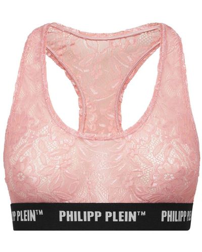 Philipp Plein Logo-band Lace Racerback Bralette - Pink