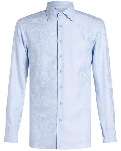 Etro Long-sleeve Jacquard Cotton Shirt - Blue