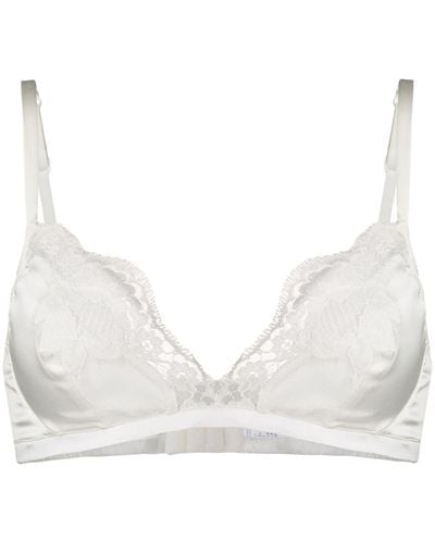 Dolce & Gabbana Lace-detail Satin Bra - White