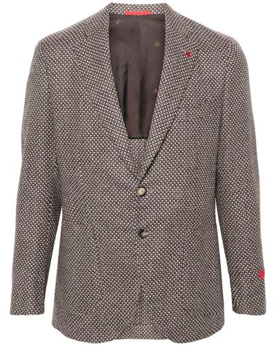 Isaia Single-breasted Blazer - Brown