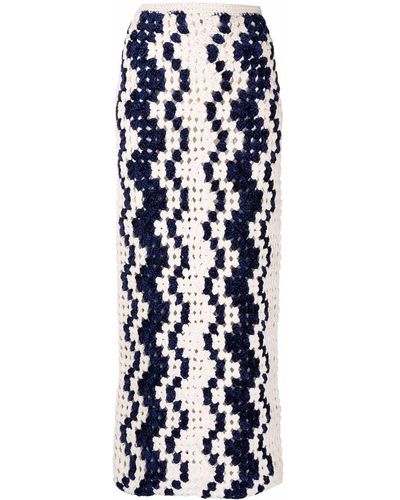 Jil Sander Zigzag Crochet Midi Skirt - White