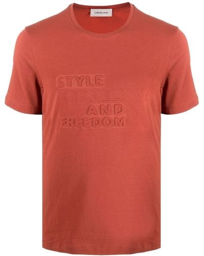 Corneliani T-shirt à logo embossé - Rouge