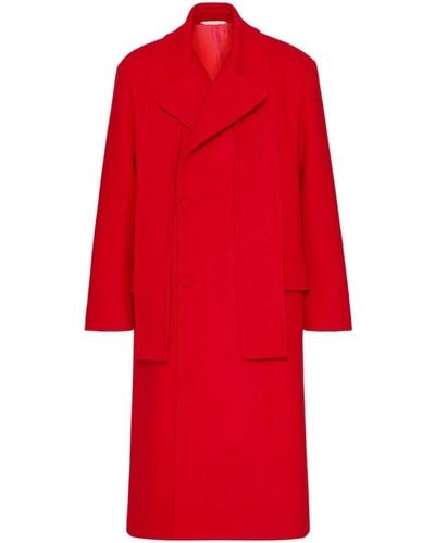 Valentino Garavani Scarf-collar Double-breasted Wool Coat - Red