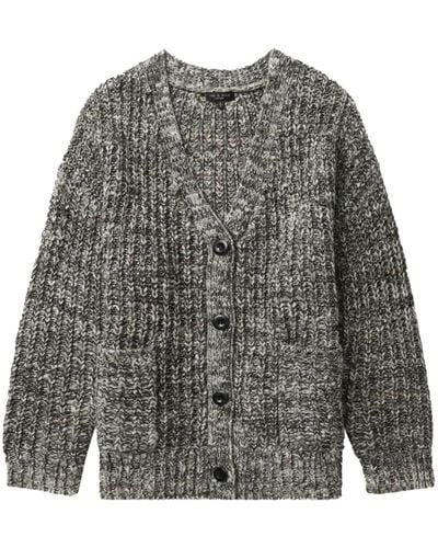 Rag & Bone Daphne Mélange Ribbed-knit Cardigan - Gray