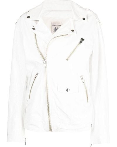 Semicouture Zip-detail Leather Jacket - White