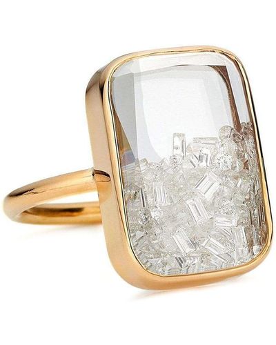 Moritz Glik 18kt Yellow Gold Rectangular Diamond Shaker Ring - White
