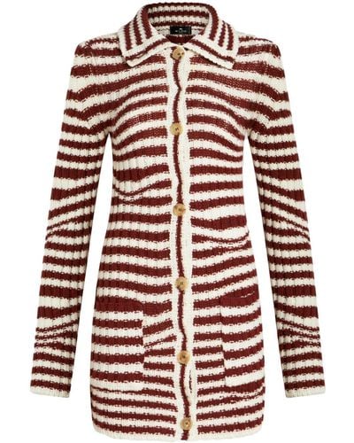 Etro Striped Wool Cardigan - Red