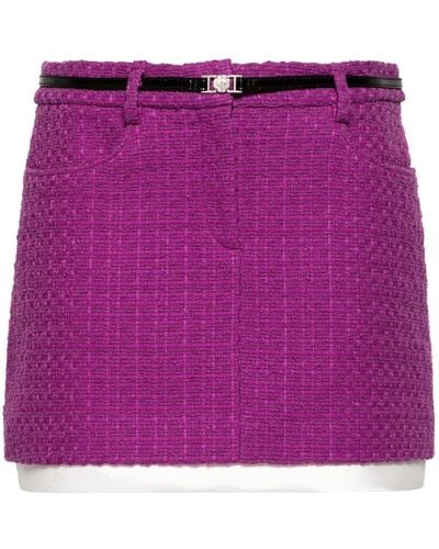 Maje Belted Tweed Miniskirt - Purple