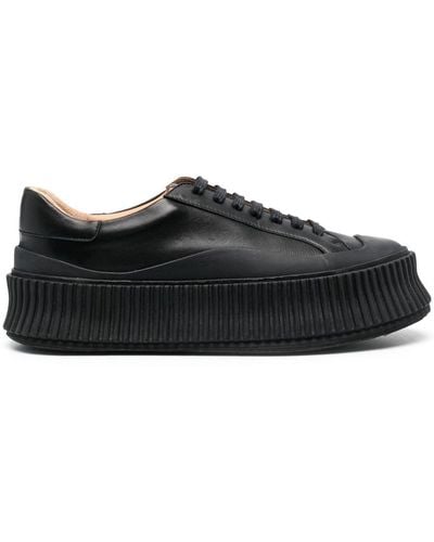 Jil Sander Leather Flatform Sneakers - Black