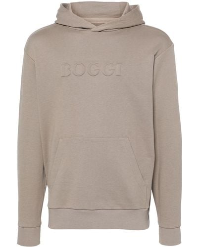 BOGGI Katoenen Hoodie Met Logo-reliëf - Grijs