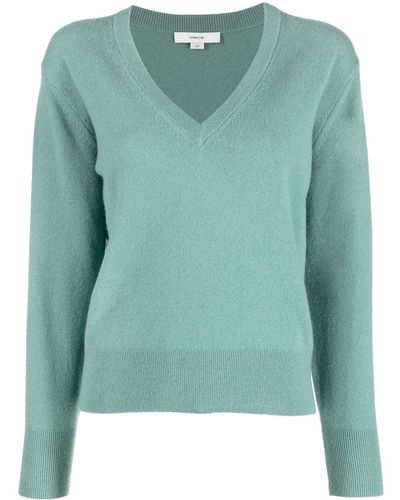 Vince V-neck Plain Sweater - Green