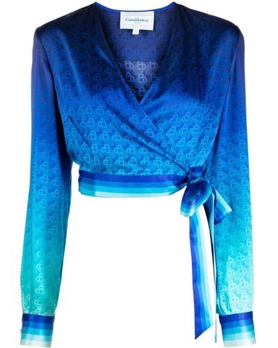 Casablancabrand The Night View Wrap Blouse - Blue