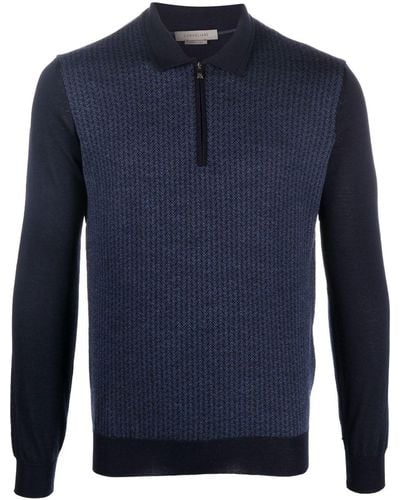Corneliani Long-sleeve Polo Sweater - Blue