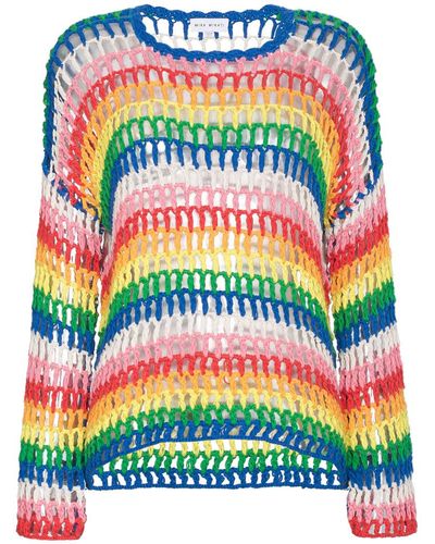 Mira Mikati Rainbow Open Hand Crochet Sweater - Multicolor