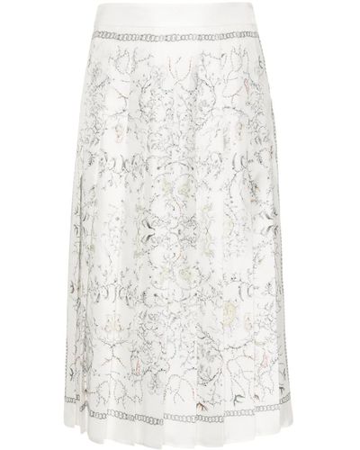 Fabiana Filippi Abstract-print Pleated Skirt - White