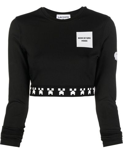 Lacoste Graphic-print Cropped Top - Black