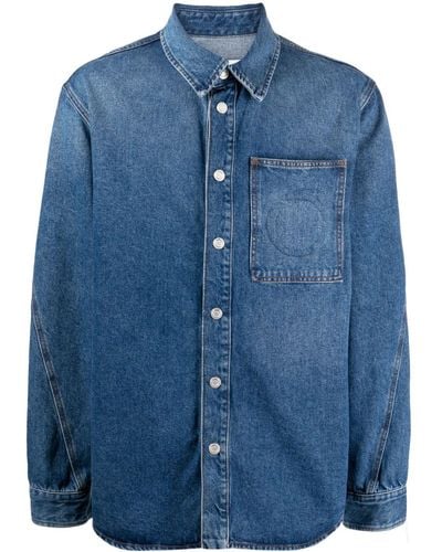 Trussardi Chemise en jean à logo embossé - Bleu