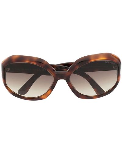 Tom Ford Tortoiseshell Oval-frame Sunglasses - Brown