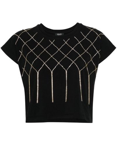 Liu Jo ビーズディテール Tシャツ - ブラック