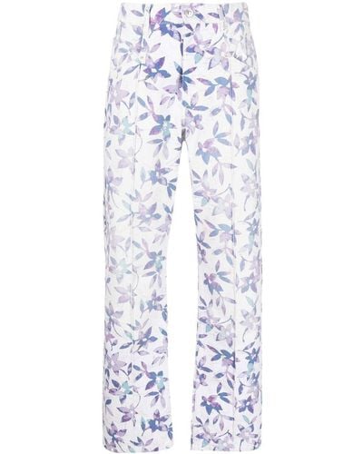 Isabel Marant Pantalones rectos con estampado floral - Azul