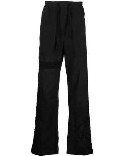 Marine Serre Lace-panel Cotton Trousers - Black