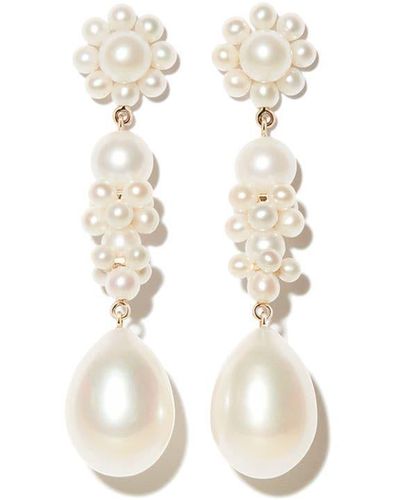 Sophie Bille Brahe Boucles d'oreilles pendantes Bellis L'Eau en or 14ct à perles - Métallisé