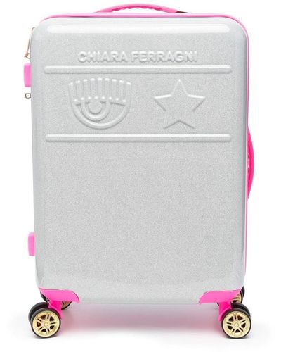 Chiara Ferragni Koffer Met Logo Reliëf - Grijs