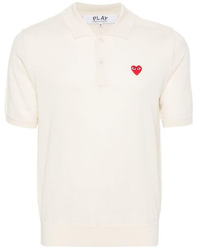 COMME DES GARÇONS PLAY Logo-patch knitted polo shirt - Blanc