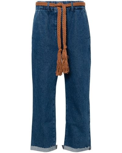 Alysi Cropped-Jeans mit hohem Bund - Blau