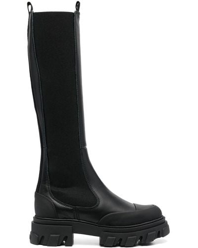 Ganni Tall Leather Chelsea Boots - Black