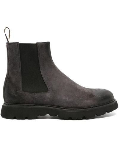 Doucal's Burnished-finish Suede Ankle Boots - Black