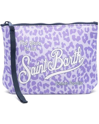 Mc2 Saint Barth Aline Leopard-print Wash Bag - Purple